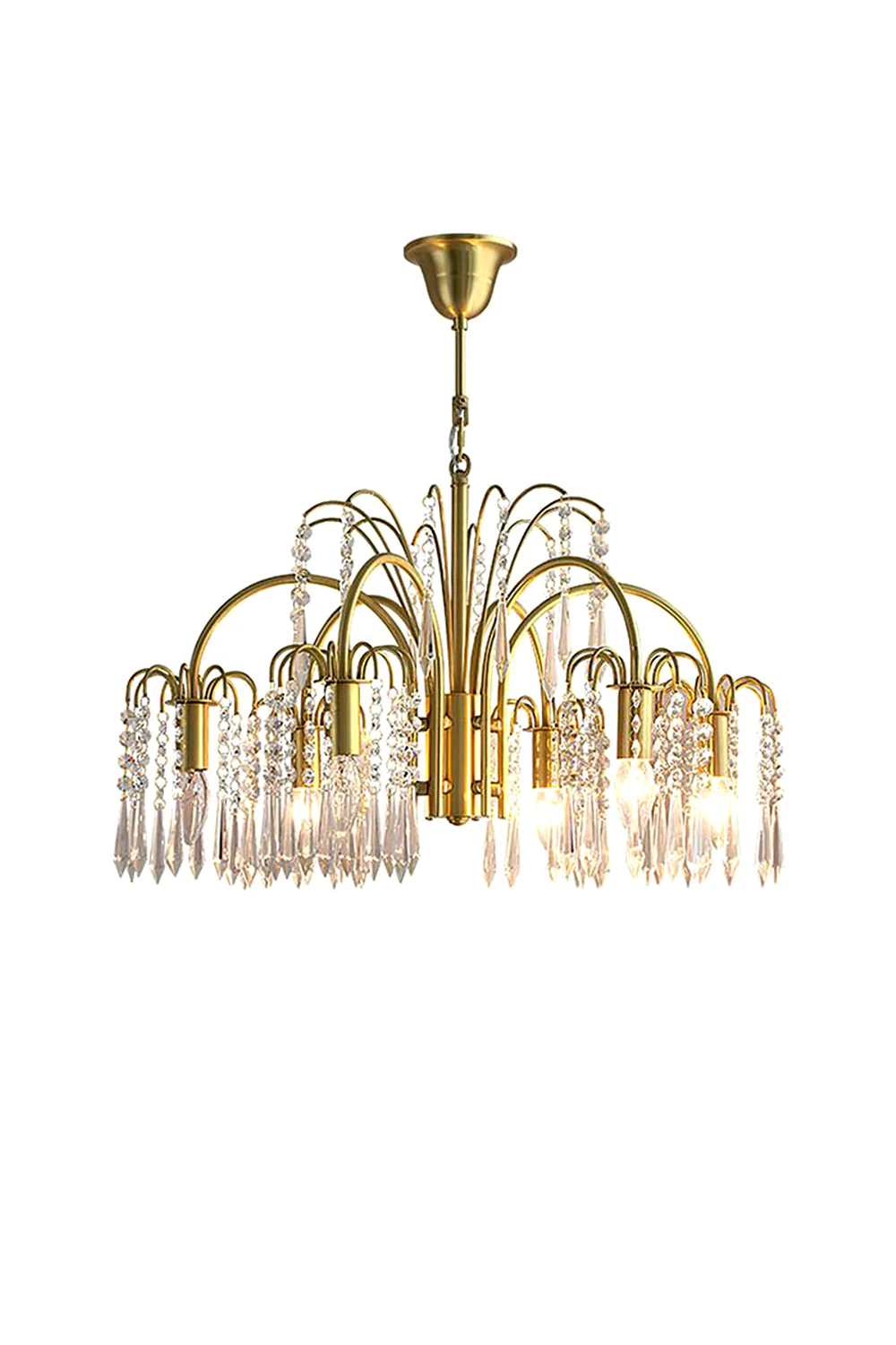 Brass Halo Arched-Arm Crystal Chandelier - Image 18