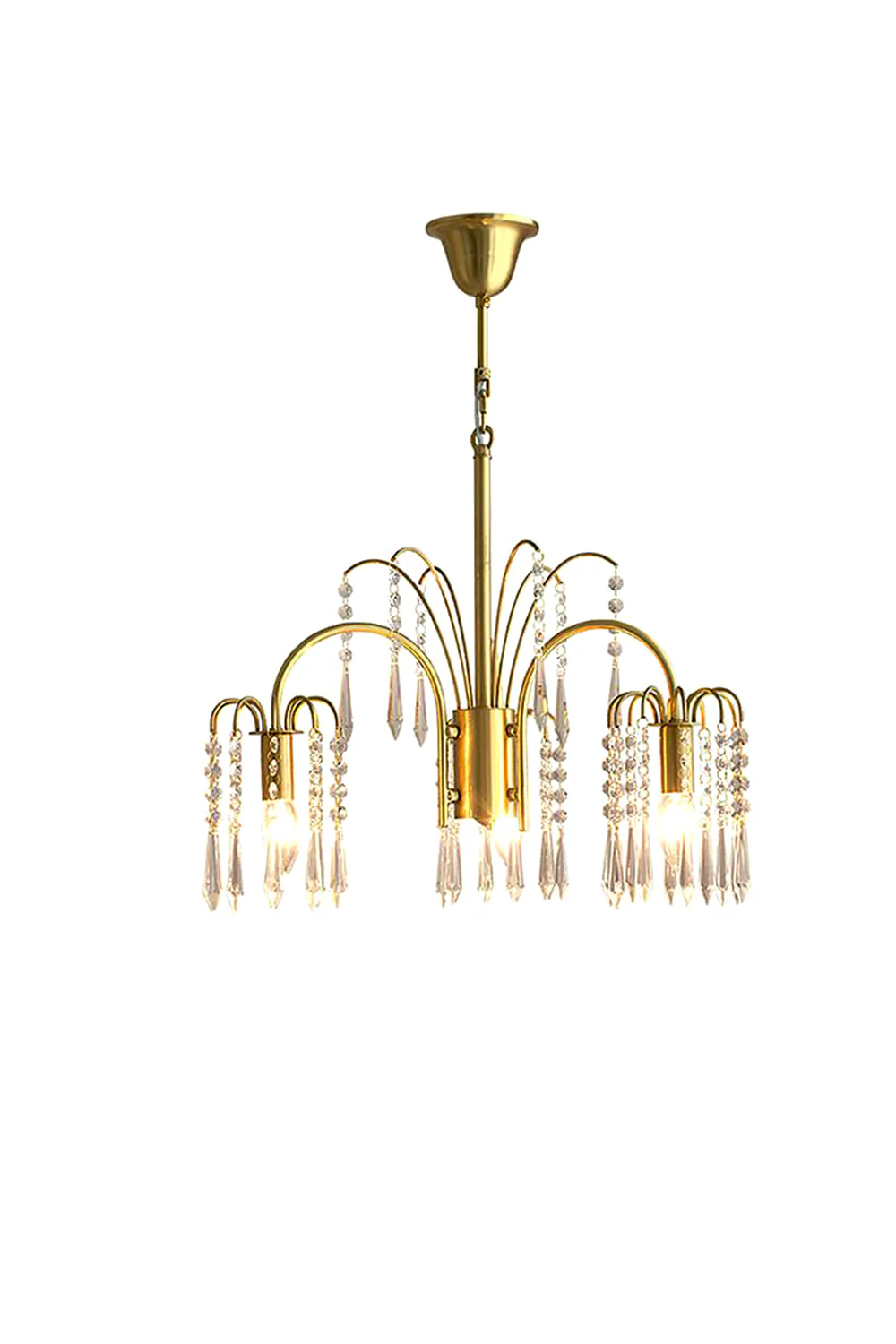 Brass Halo Arched-Arm Crystal Chandelier - Image 19