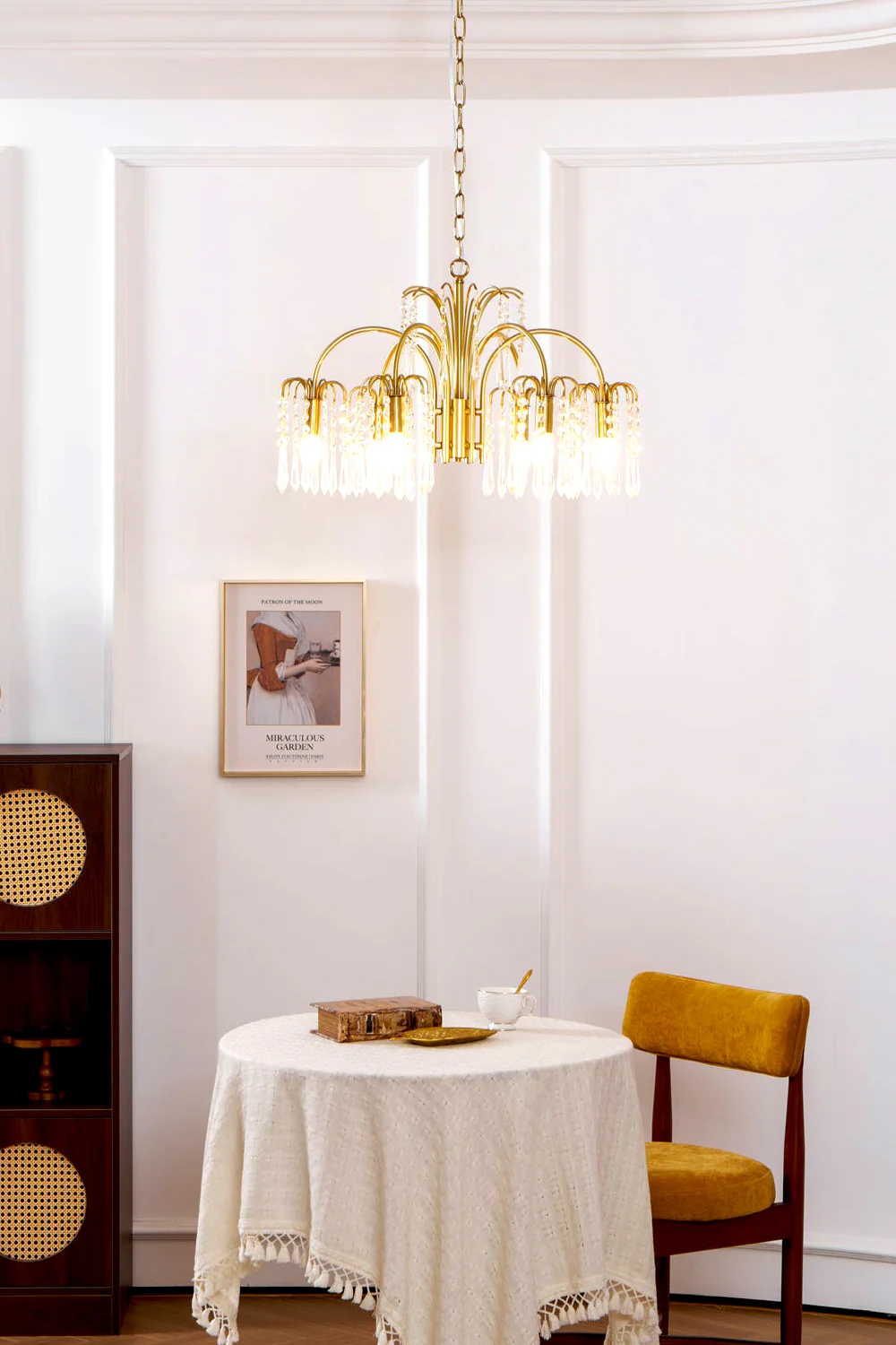 Brass Halo Arched-Arm Crystal Chandelier - Image 4