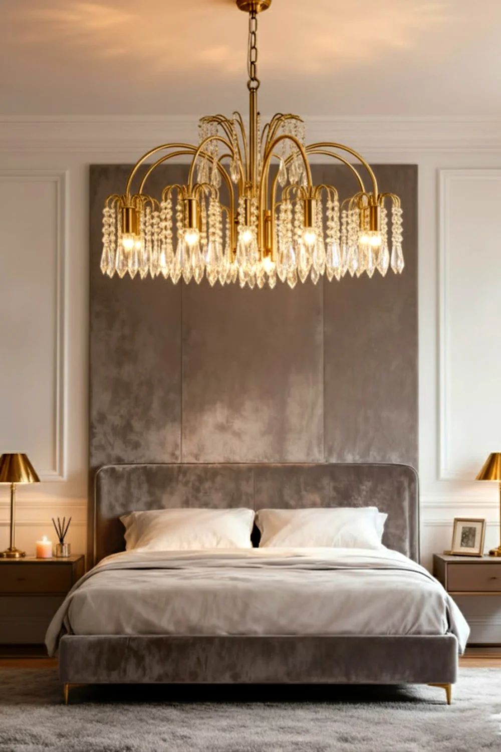 Brass Halo Arched-Arm Crystal Chandelier - Image 6