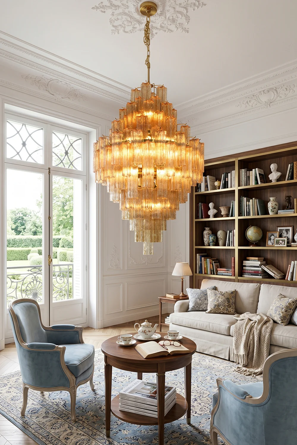 Celestial Glass Cascade Chandelier - Image 3