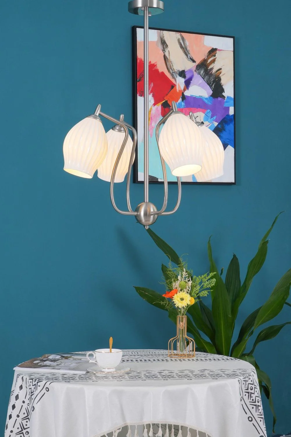 Ceramic Ribbed Chandelier - Image 18