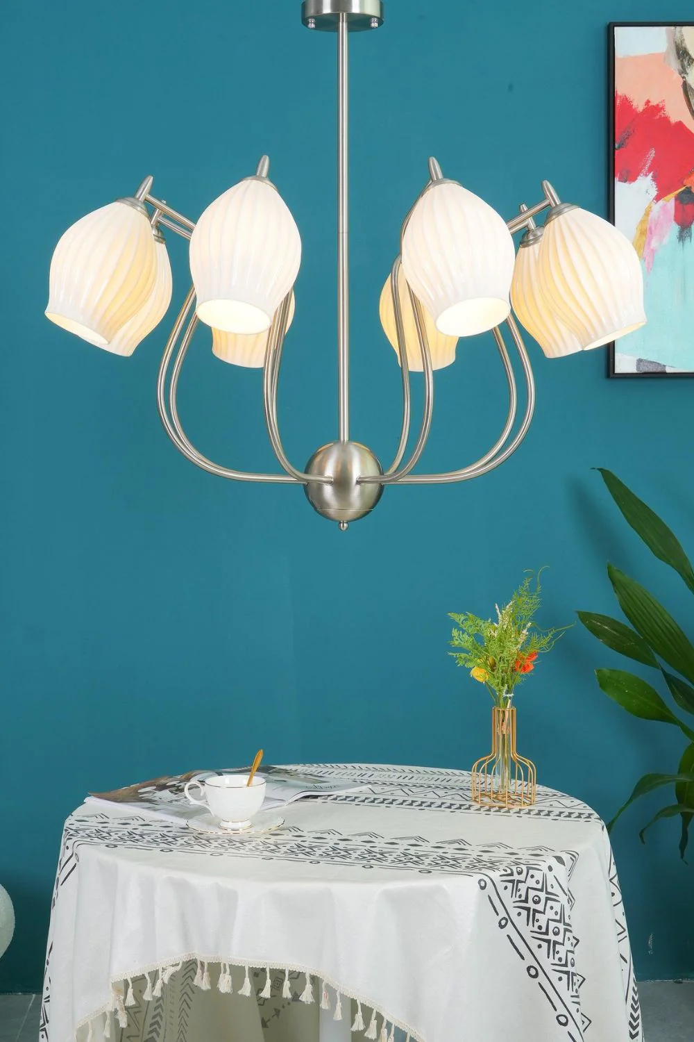 Ceramic Ribbed Chandelier - Image 19