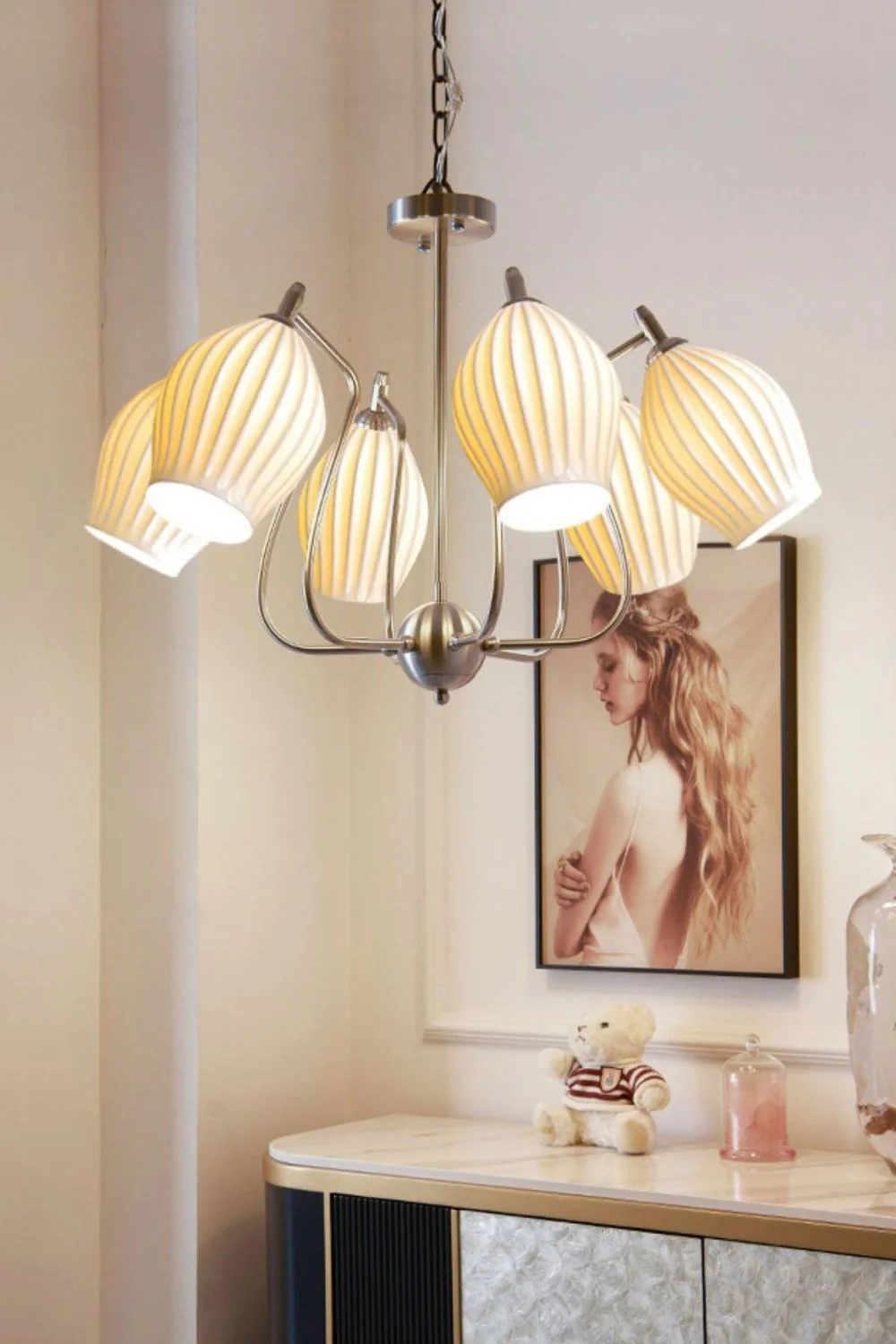 Ceramic Ribbed Chandelier - Image 2