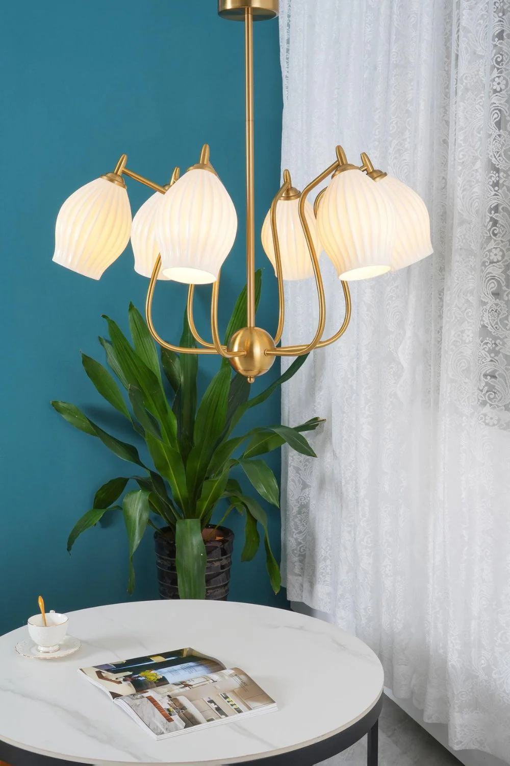 Ceramic Ribbed Chandelier - Image 20