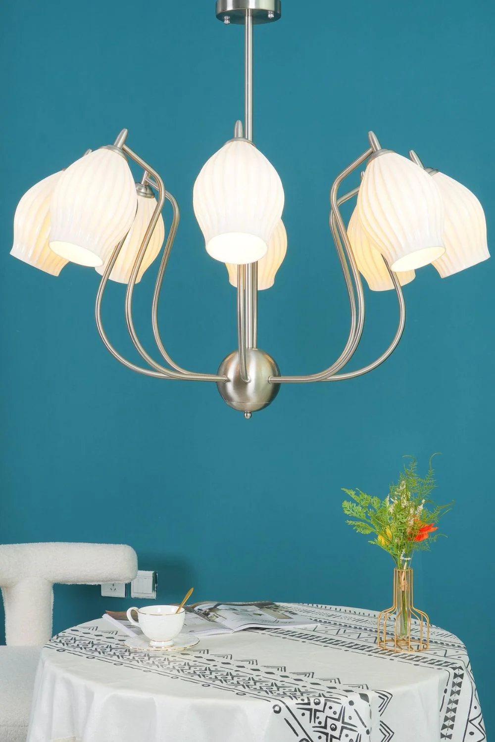 Ceramic Ribbed Chandelier - Image 22