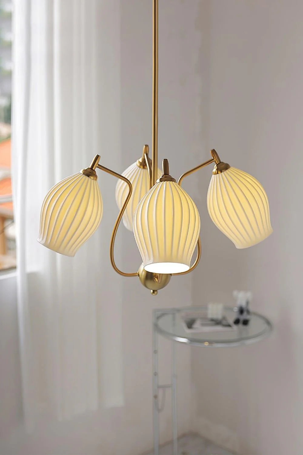 Ceramic Ribbed Chandelier - Image 5
