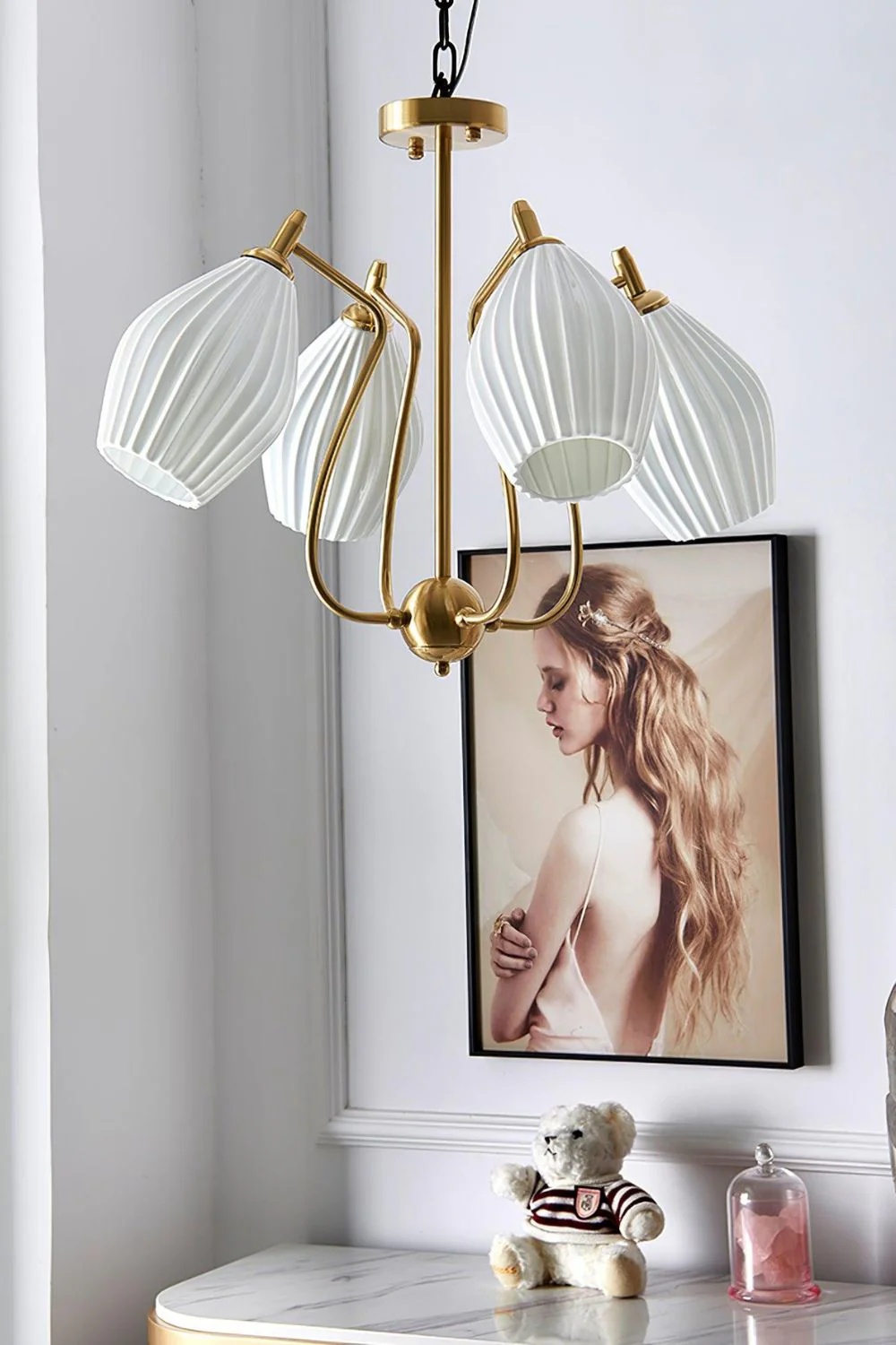 Ceramic Ribbed Chandelier - Image 7