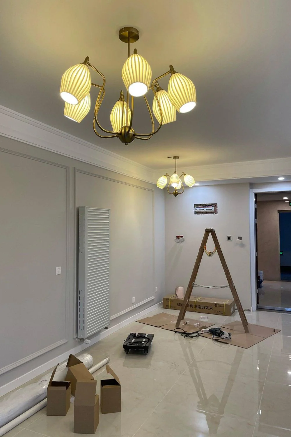 Ceramic Ribbed Chandelier - Image 9