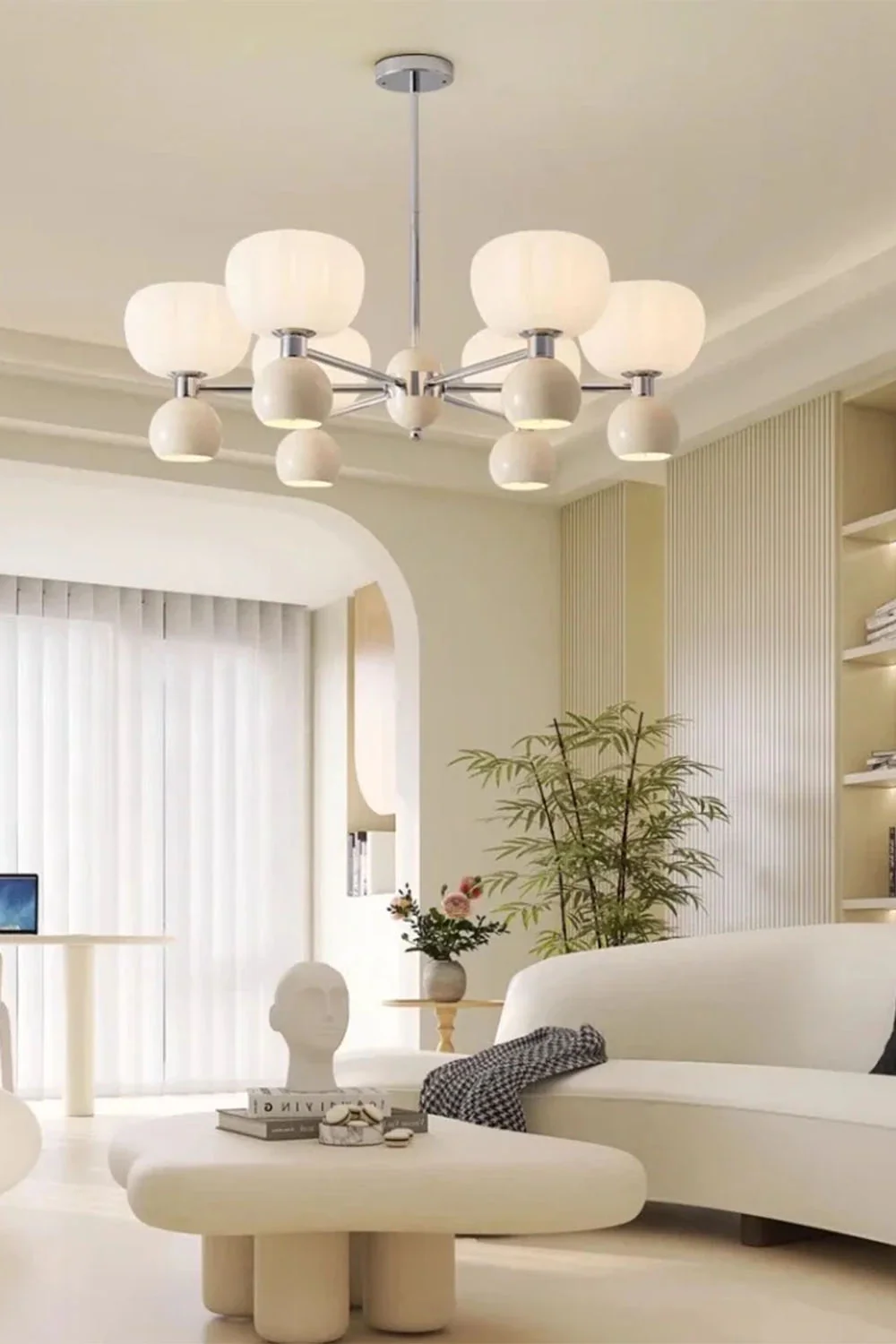 Cream Pumpkin Chandelier - Image 2