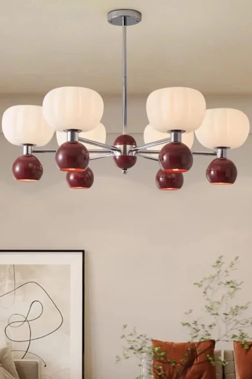 Cream Pumpkin Chandelier - Image 8
