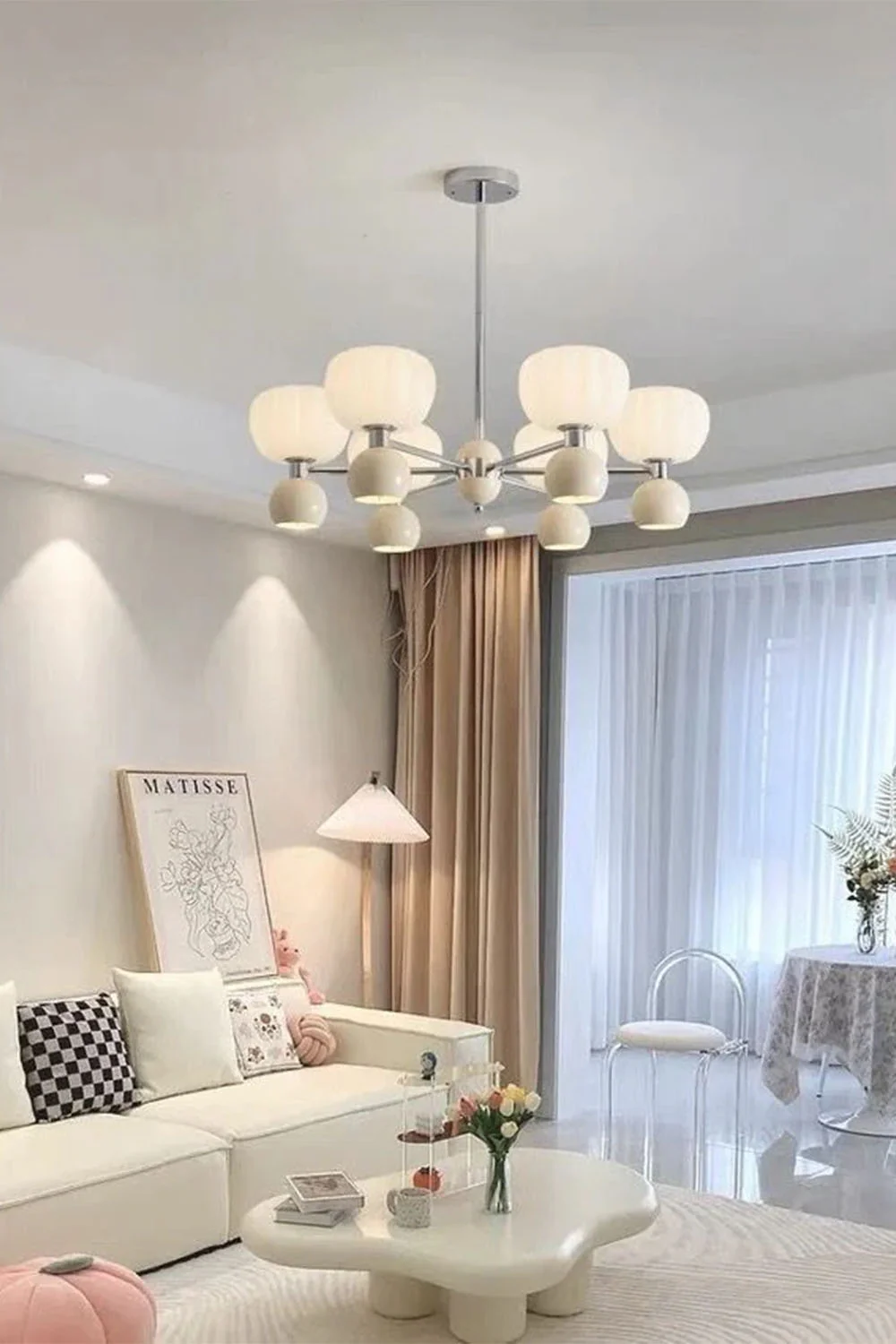 Cream Pumpkin Chandelier - Image 9