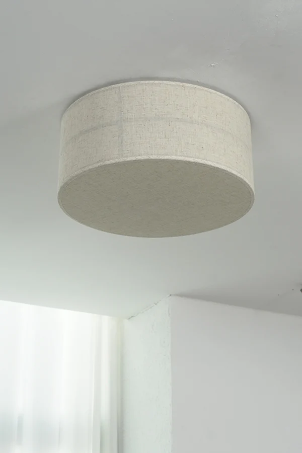 Crosshatch Linen Fabric Flush Mount Ceiling Light - Image 27
