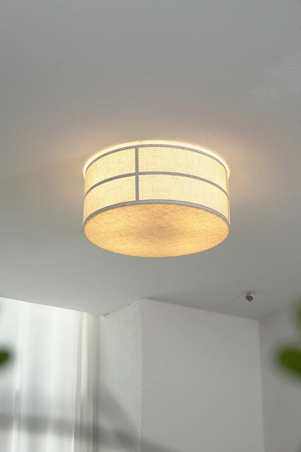 Crosshatch Linen Fabric Flush Mount Ceiling Light - Image 7