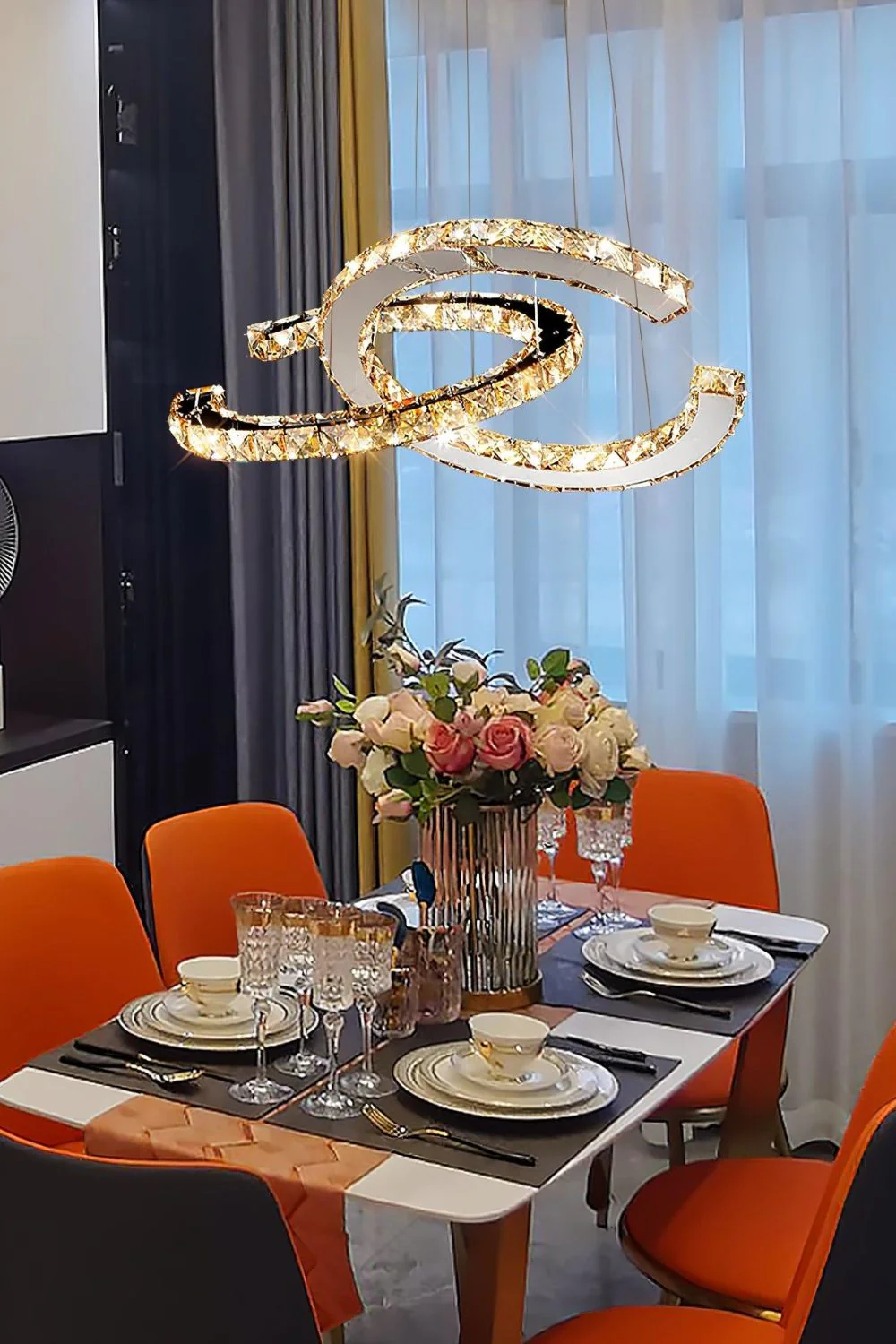 Crystal with Double C Chandelier - Image 5