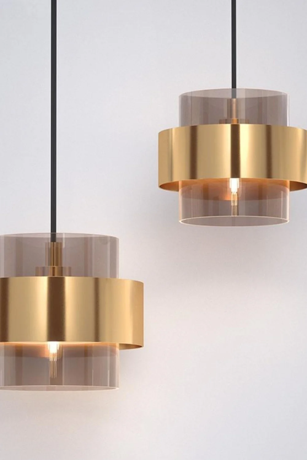 Cylinder Down Grey Glass Pendant Lamp - Image 20
