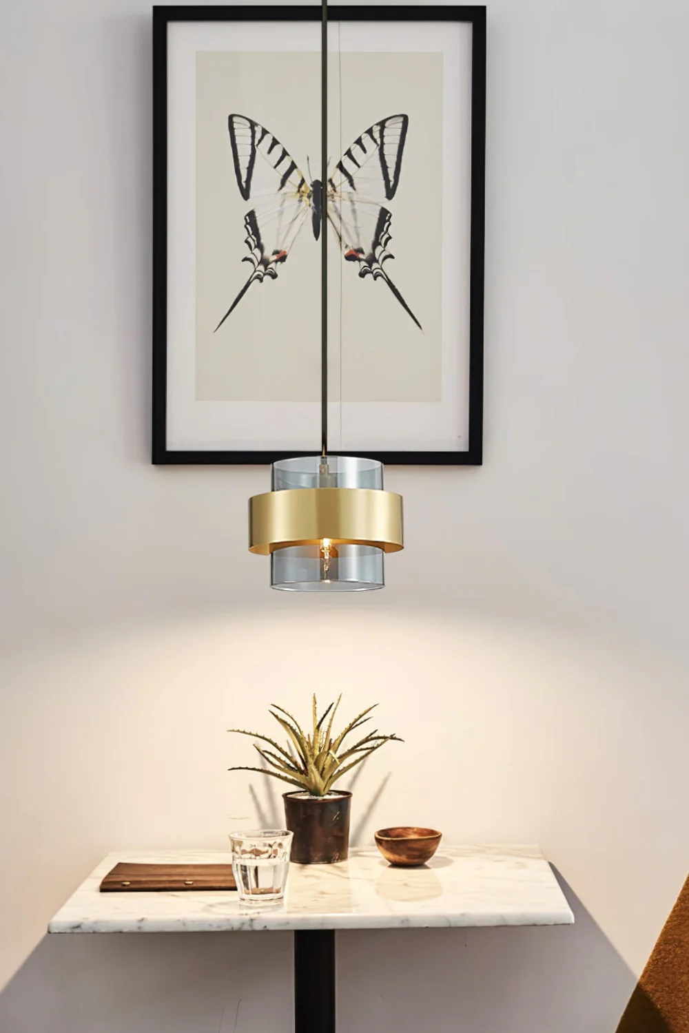 Cylinder Down Grey Glass Pendant Lamp - Image 7