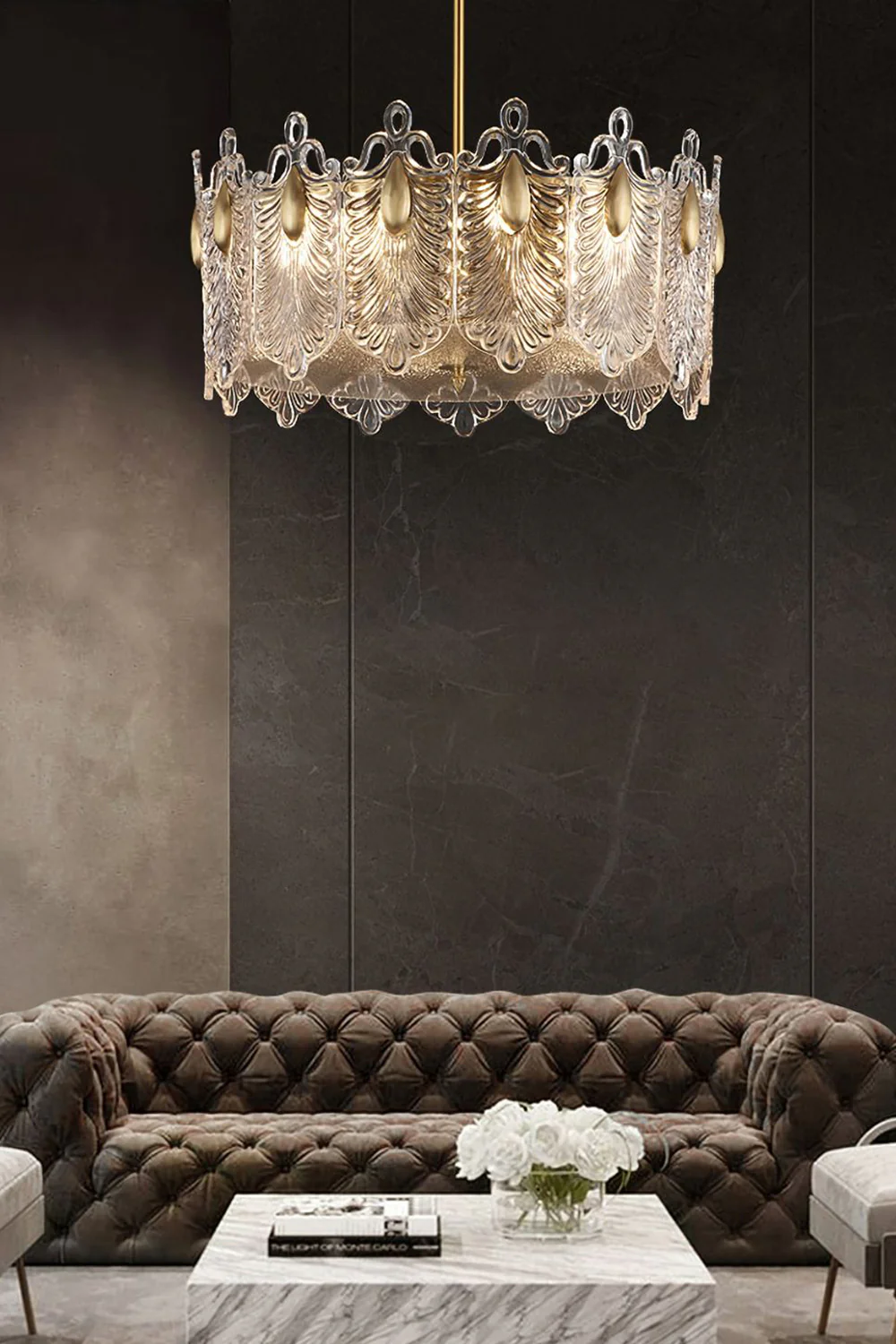 Decorative Pattern Glass Chandelier - Image 4