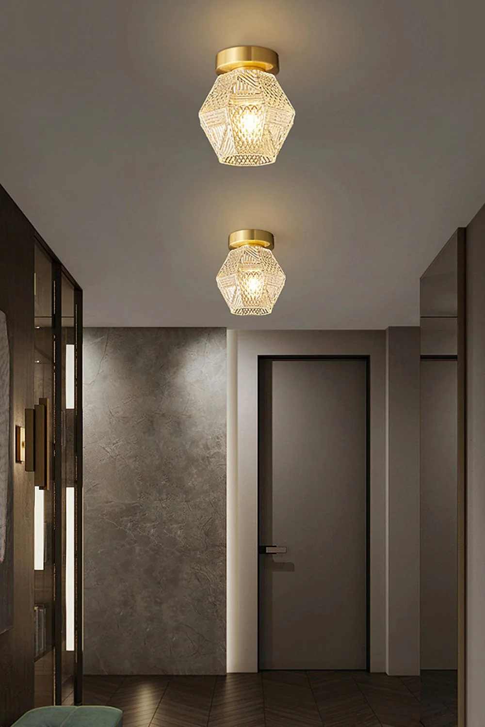 Diamond Cut Art Deco Ceiling Light - Image 4