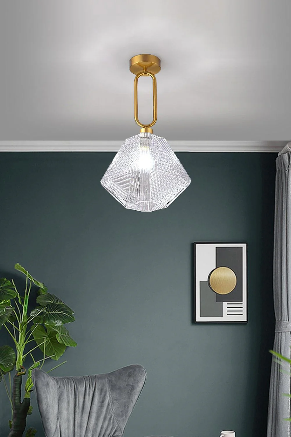Diamond Cut Art Deco Ceiling Light - Image 9