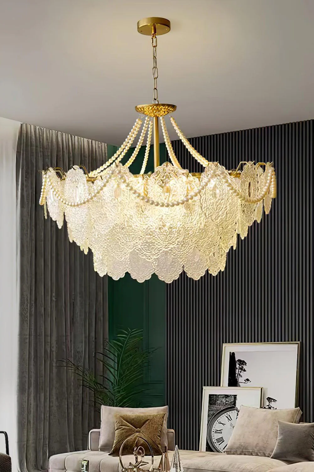Embossed Pearls Glass Chandelier - Image 10