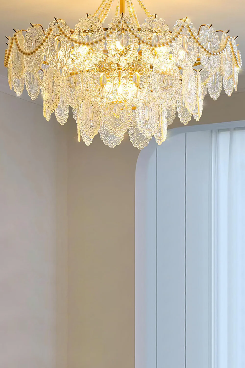 Embossed Pearls Glass Chandelier - Image 11