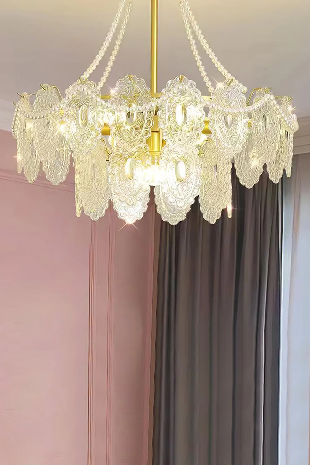 Embossed Pearls Glass Chandelier - Image 12