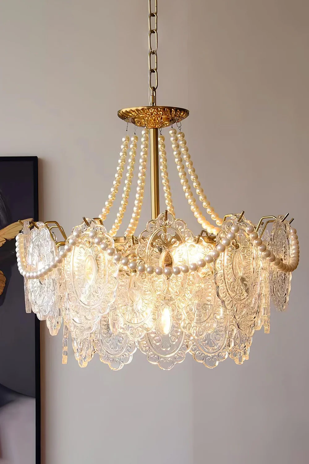 Embossed Pearls Glass Chandelier - Image 13