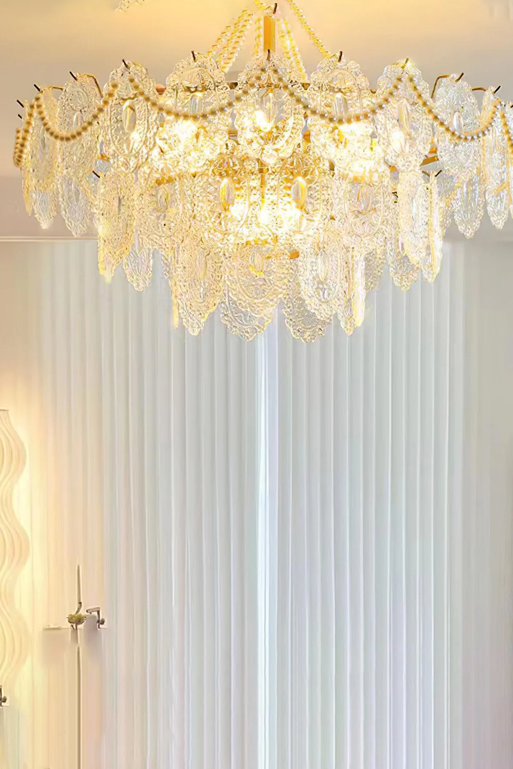 Embossed Pearls Glass Chandelier - Image 16