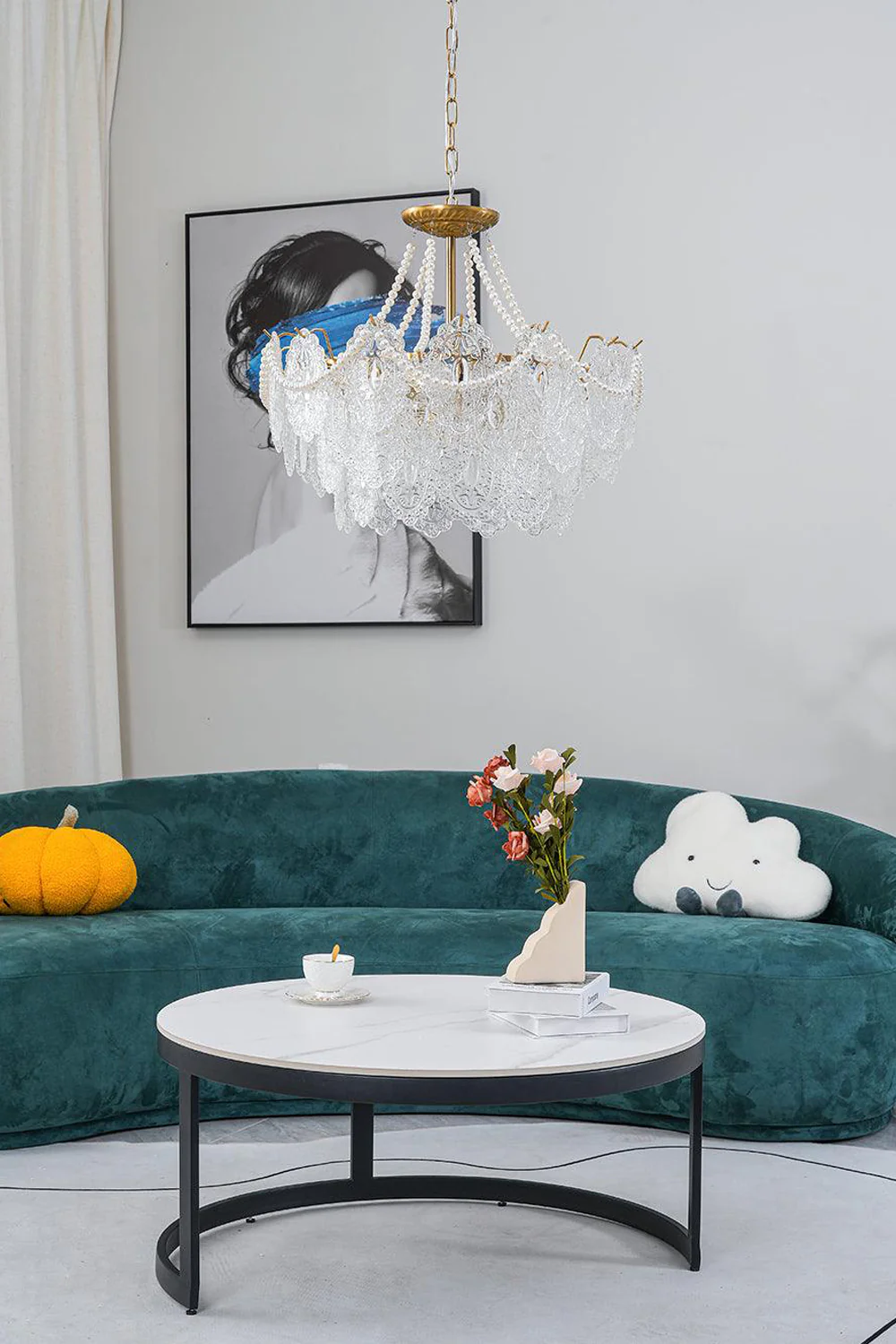 Embossed Pearls Glass Chandelier - Image 22