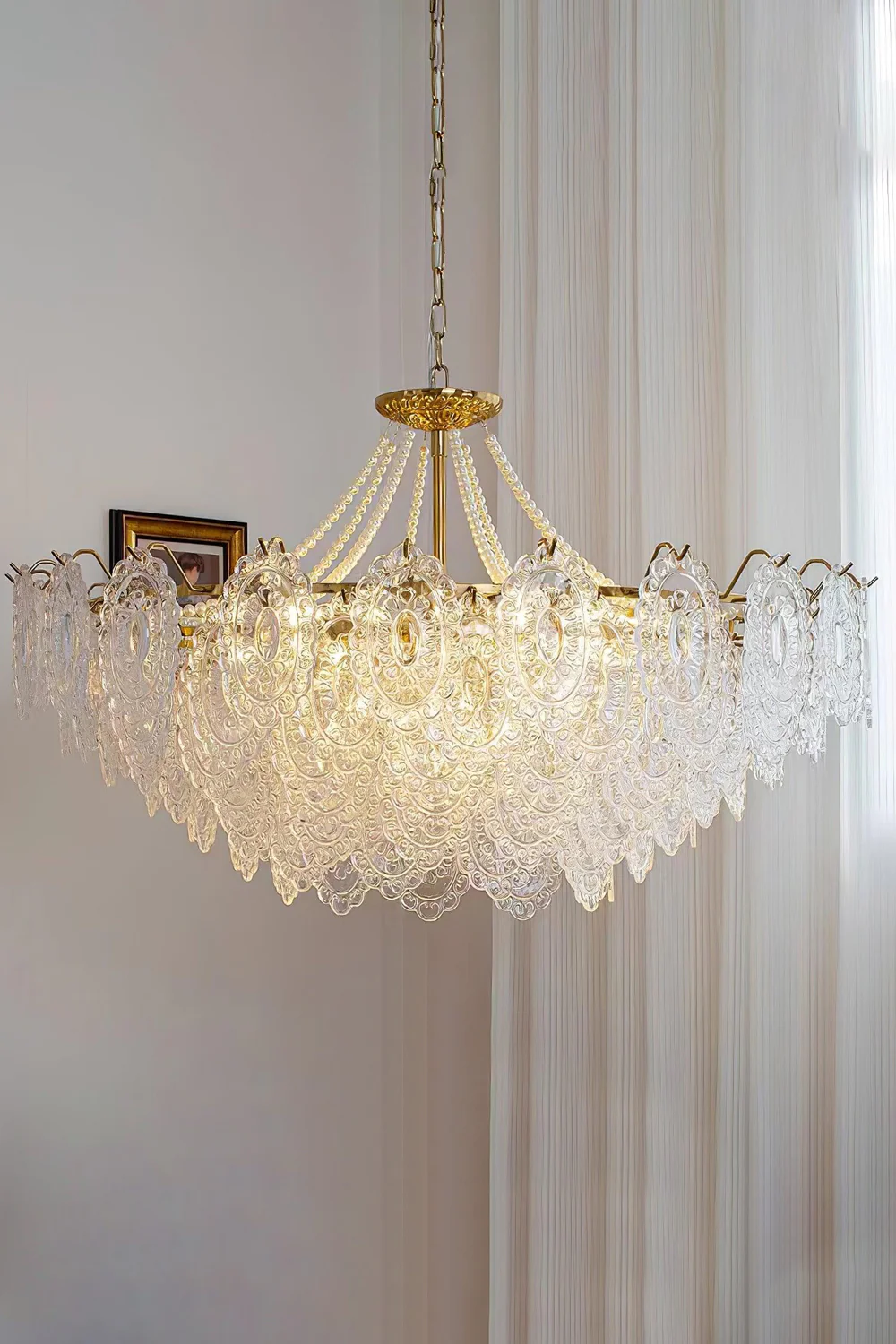 Embossed Pearls Glass Chandelier - Image 3