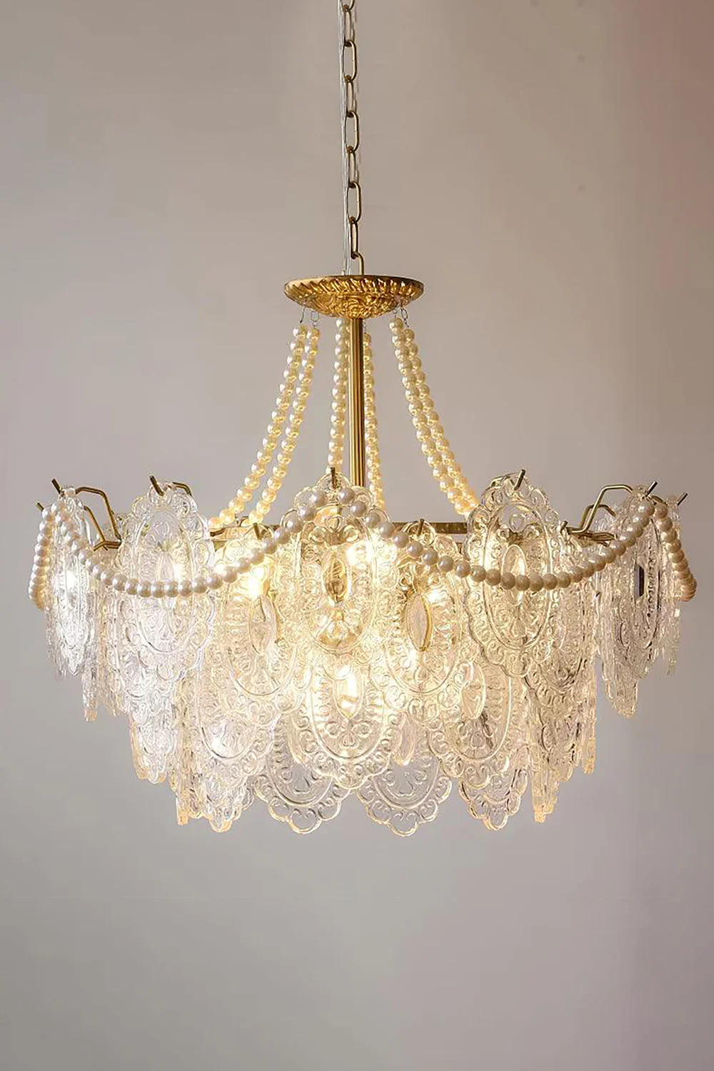 Embossed Pearls Glass Chandelier - Image 5