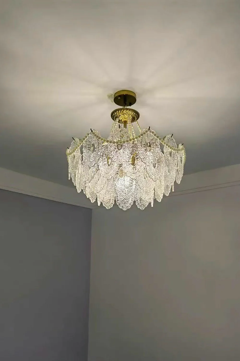 Embossed Pearls Glass Chandelier - Image 6