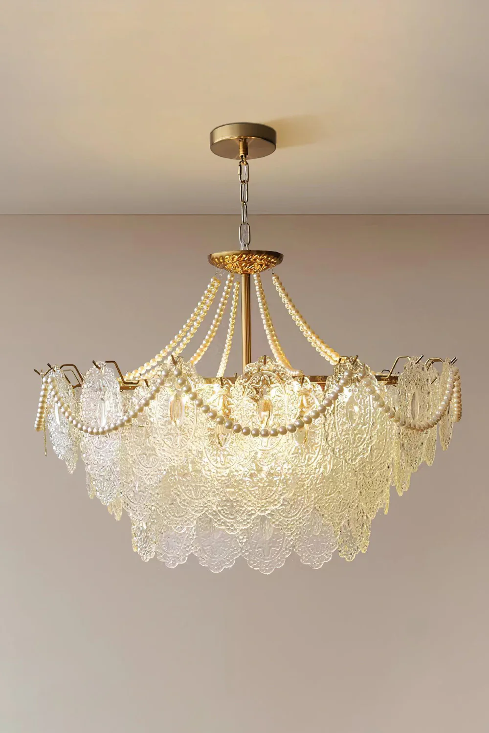Embossed Pearls Glass Chandelier - Image 8