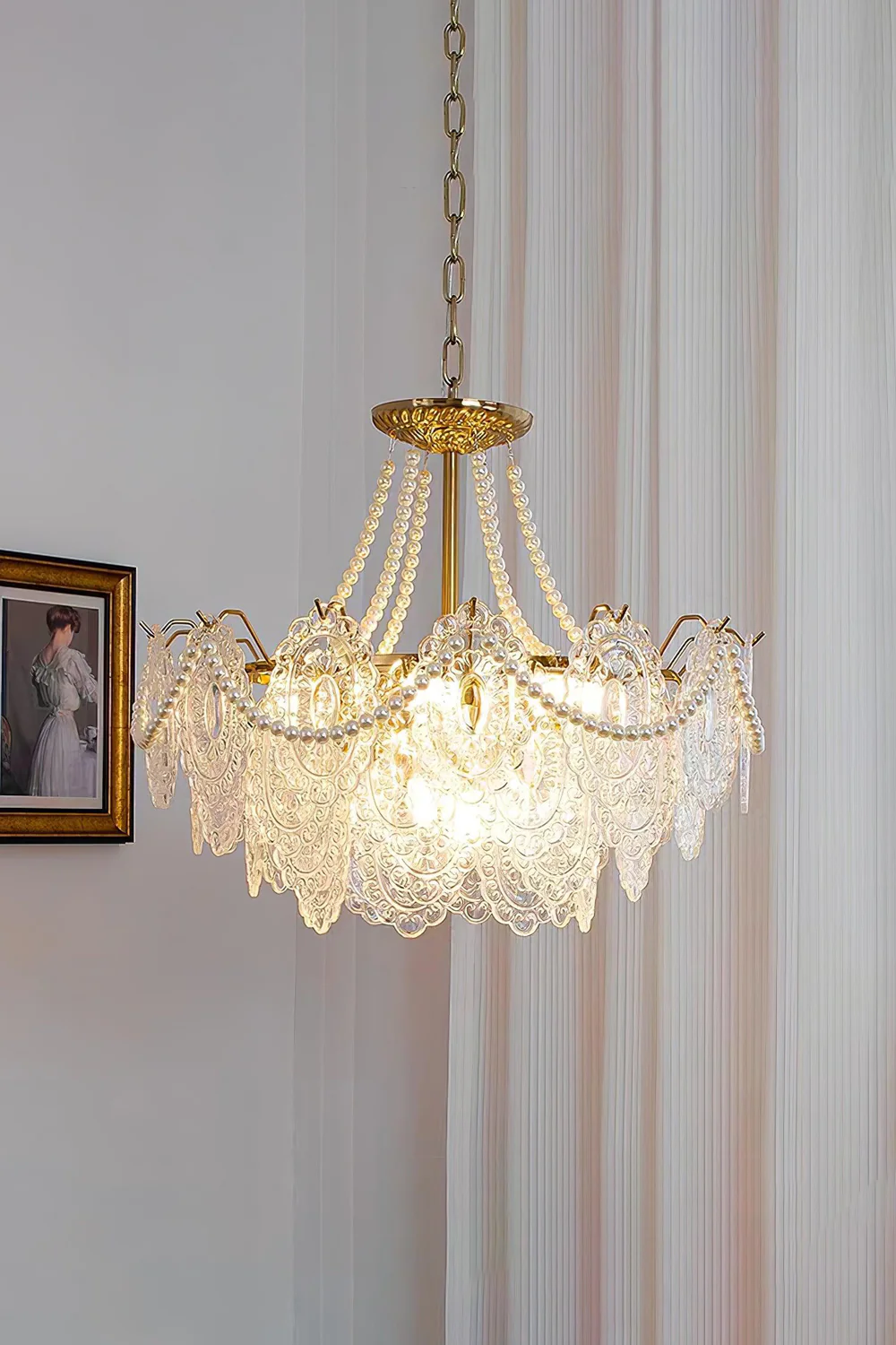 Embossed Pearls Glass Chandelier - Image 9