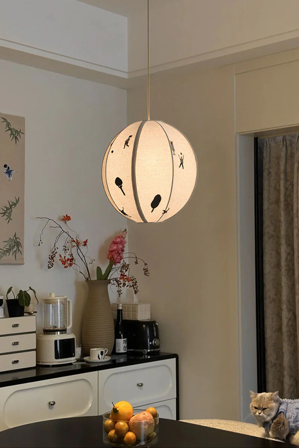Fabric Embroidery Round Pendant Lamp - Image 11