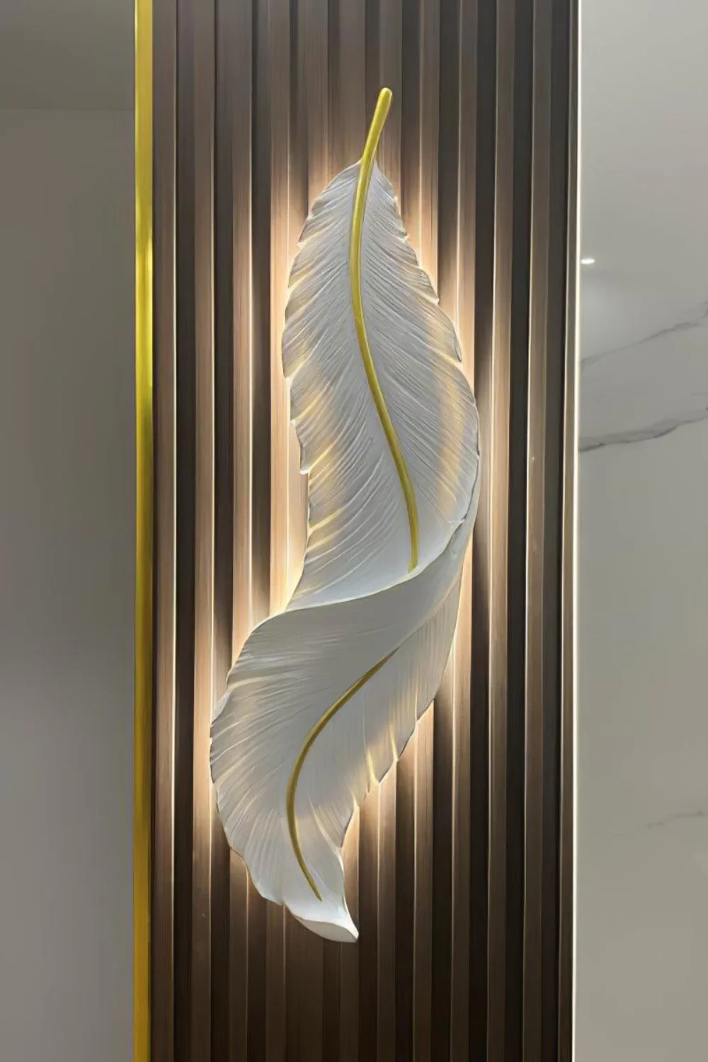Modern White Gold Feather Wall Lamp - Image 18