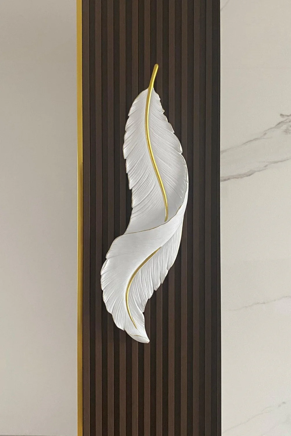 Modern White Gold Feather Wall Lamp - Image 7