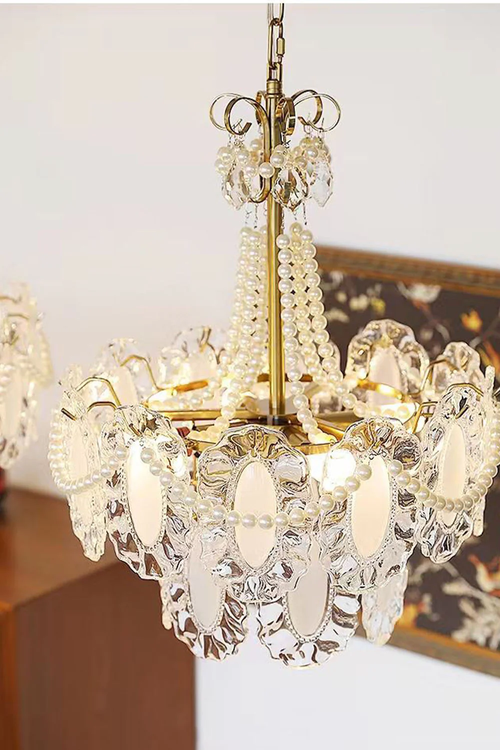 French Glass Pearl Chandelier - Image 4