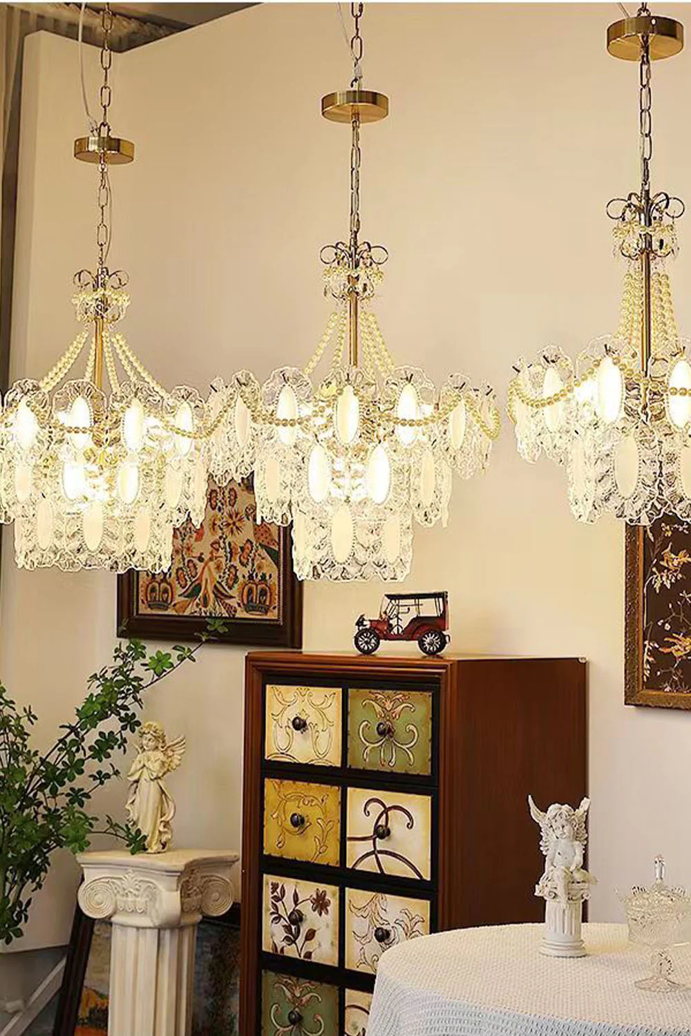 French Glass Pearl Chandelier - Image 8