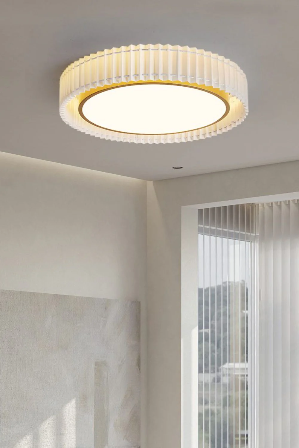 Round French Pastoral Pleated Fabric Ceiling Lamp - Image 11