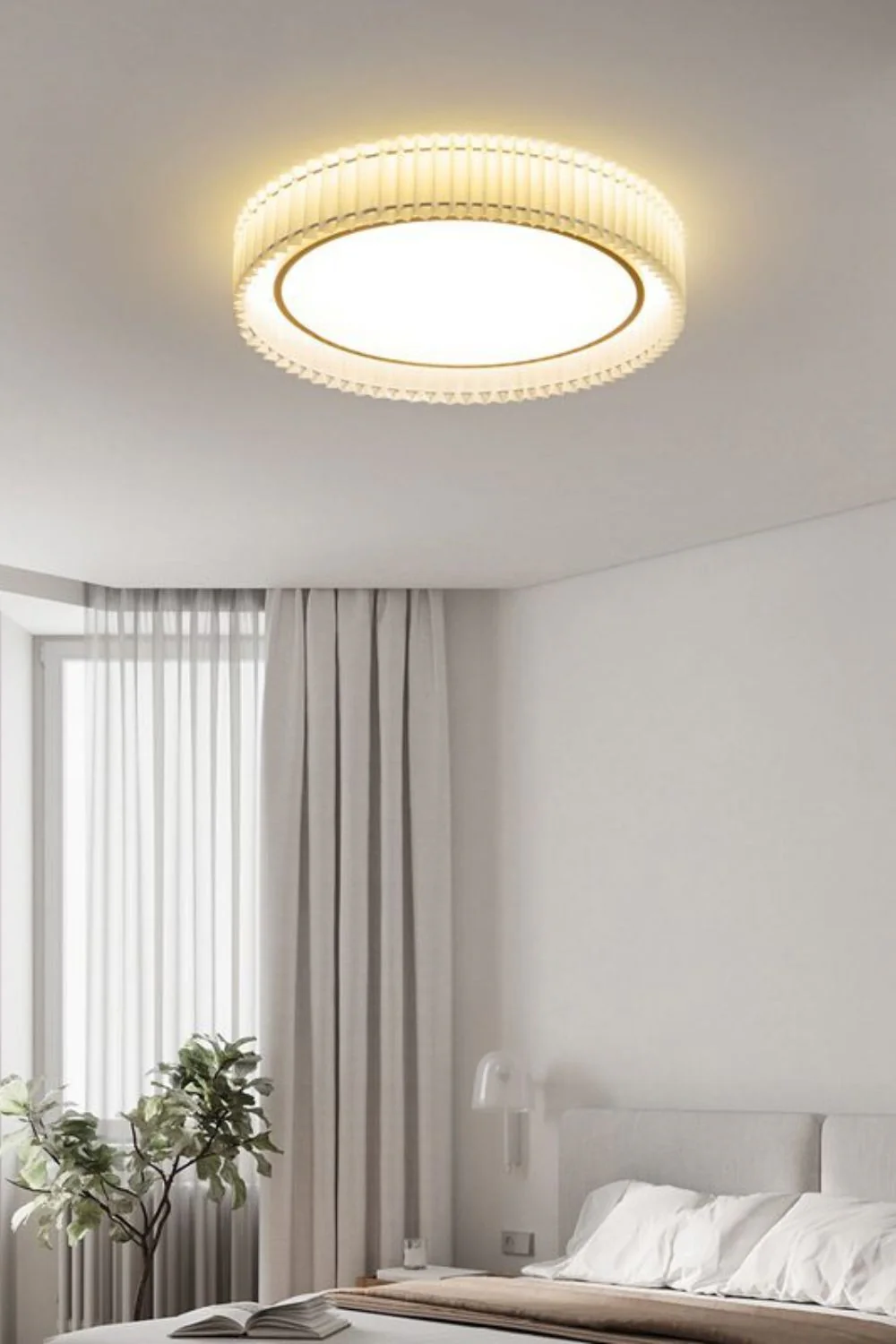 Round French Pastoral Pleated Fabric Ceiling Lamp - Image 12