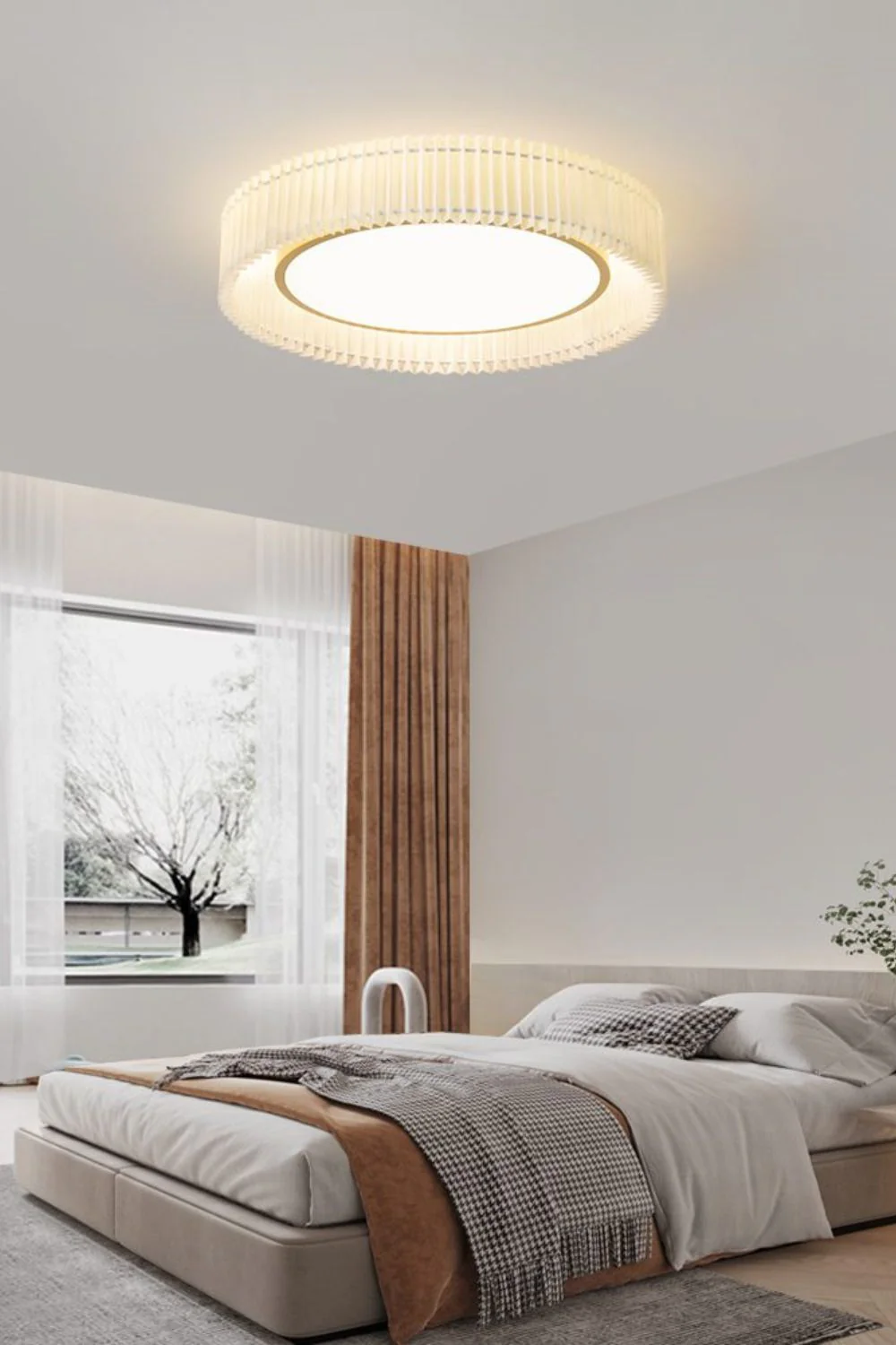 Round French Pastoral Pleated Fabric Ceiling Lamp - Image 13