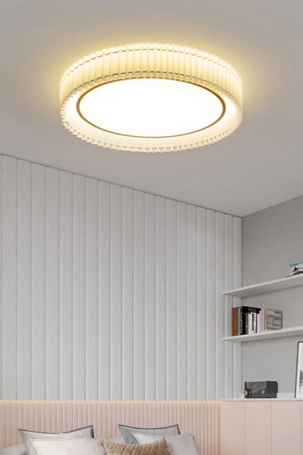 Round French Pastoral Pleated Fabric Ceiling Lamp - Image 14