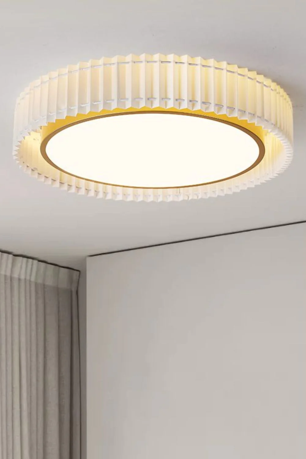 Round French Pastoral Pleated Fabric Ceiling Lamp - Image 16
