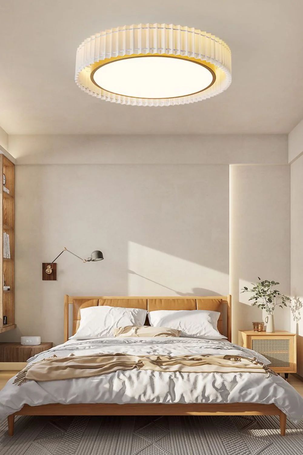 Round French Pastoral Pleated Fabric Ceiling Lamp - Image 6