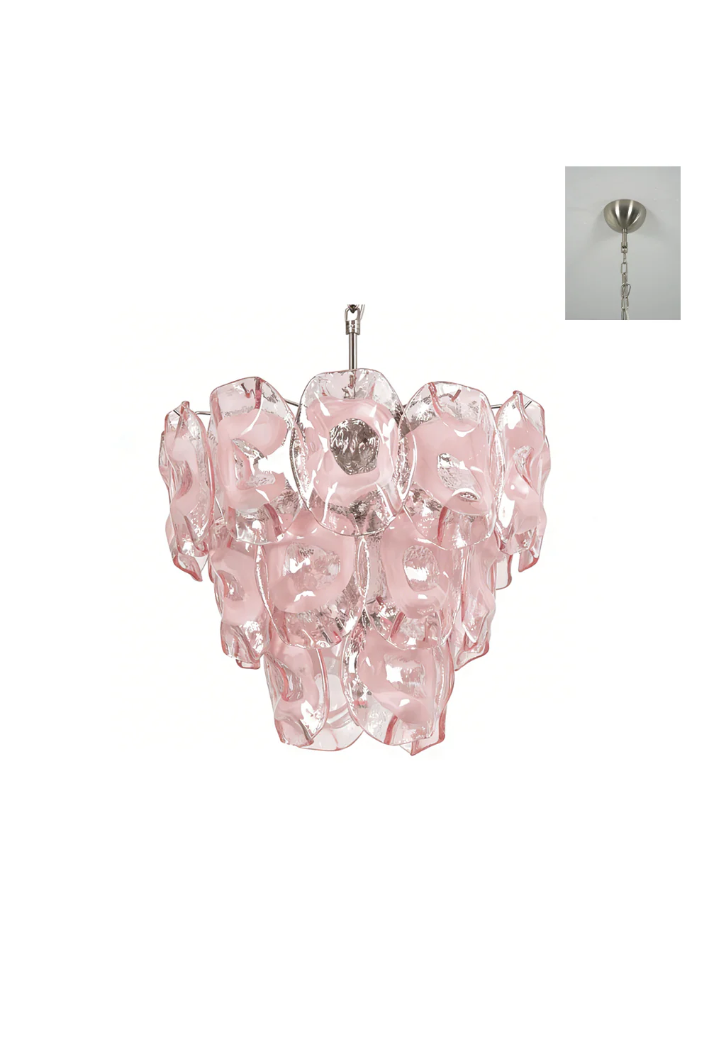 Frostelle Pink Glass Chandelier - Image 14