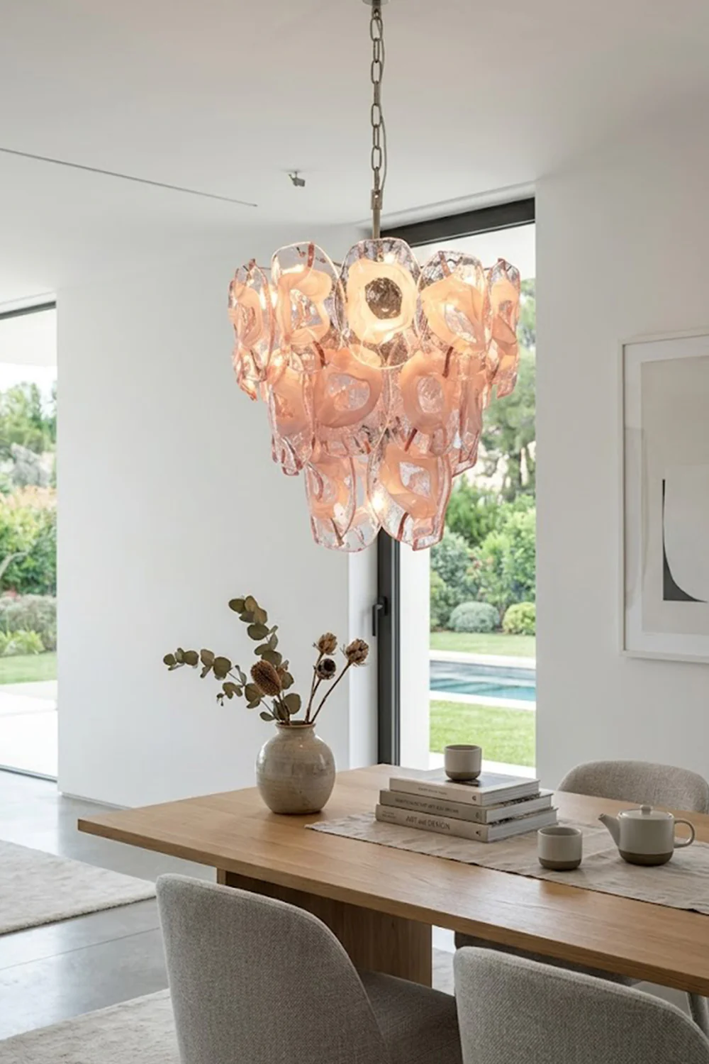 Frostelle Pink Glass Chandelier - Image 5