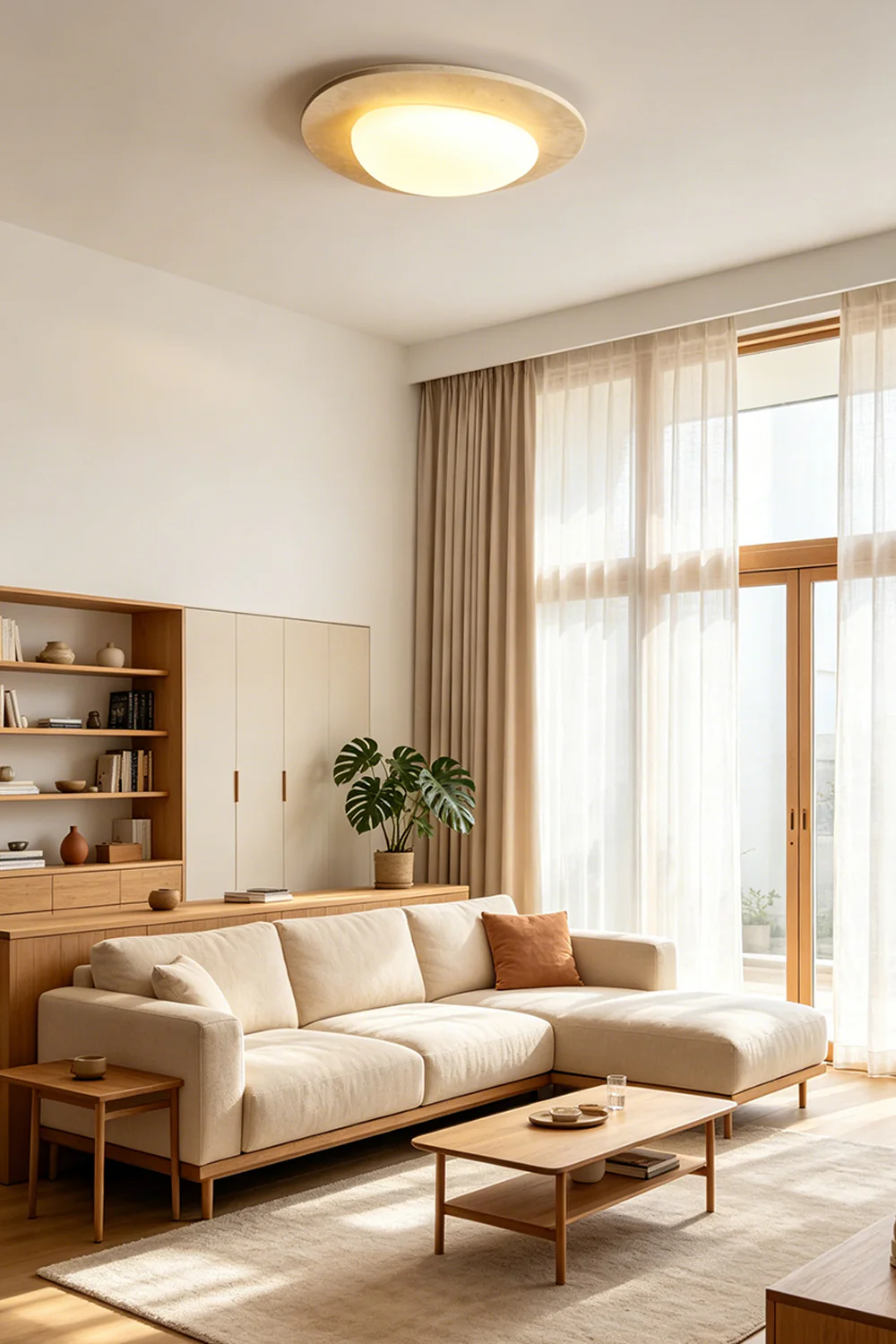 Geoidal Halo Travertine Ceiling Light - Image 6