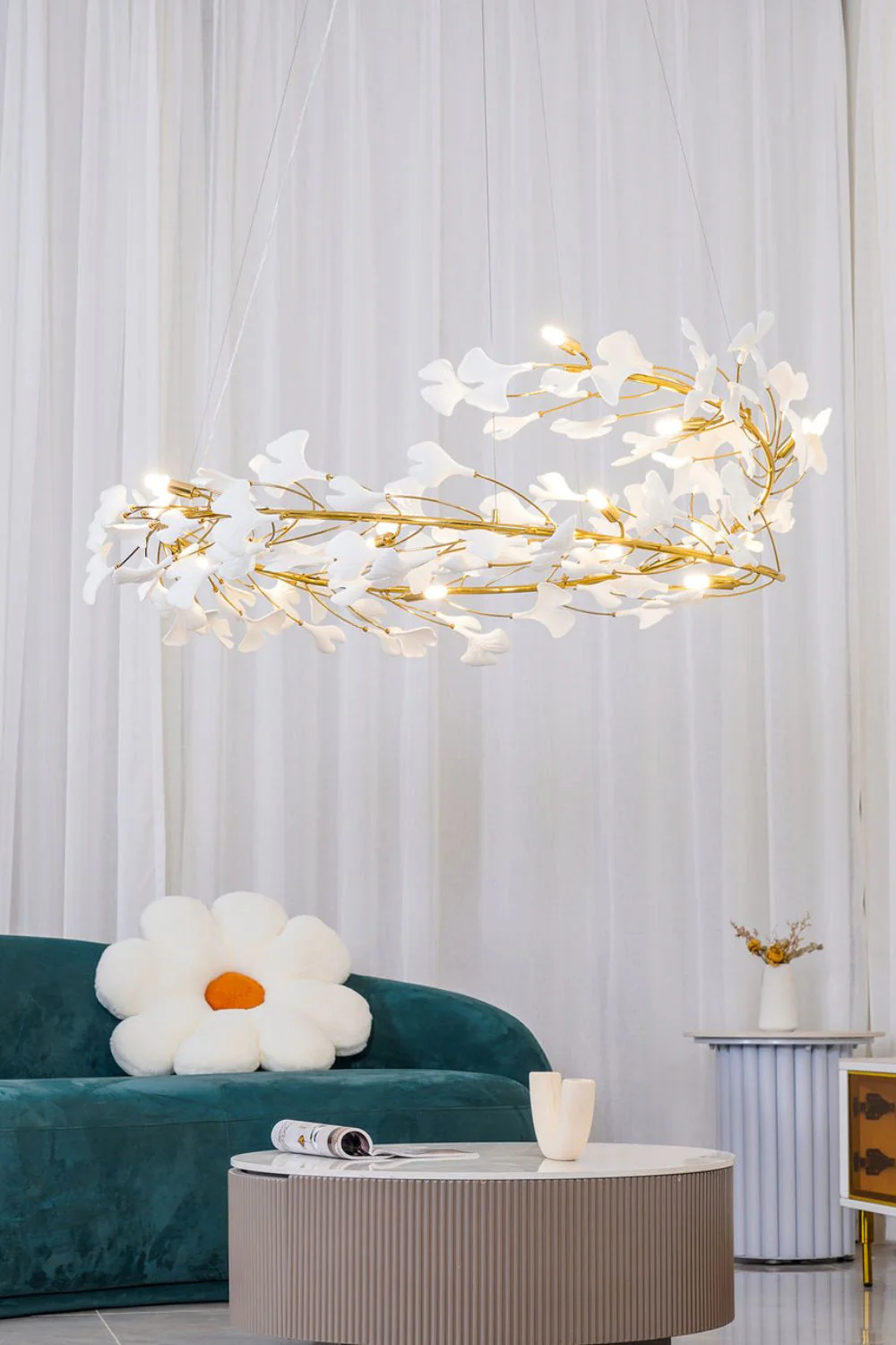 Cermaic Leaf Gingko Chandelier U - Image 12